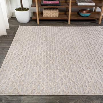 Ararat High-low Pile Moroccan Diamond Modern Indoor/outdoor Area Rug